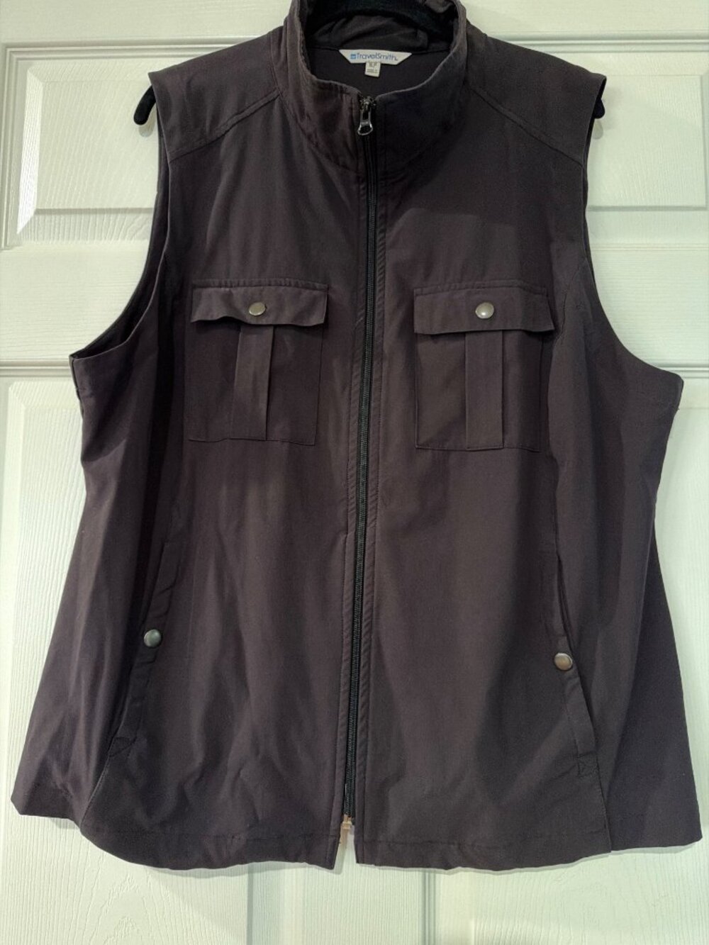 TravelSmith Womens Black Sleeveless Zip-Up Vest XLP Polyester Blend